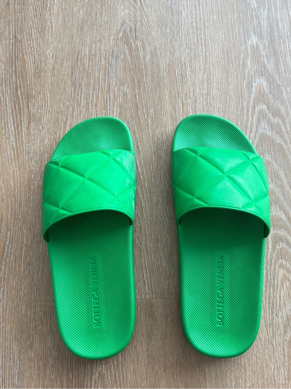 Bottega Veneta Green Slide Sandals